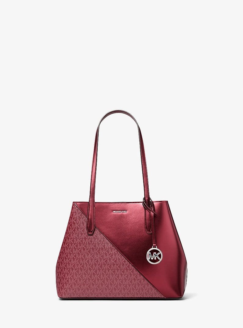 Avalon Medium Metallic and Signature Logo Tote Bag