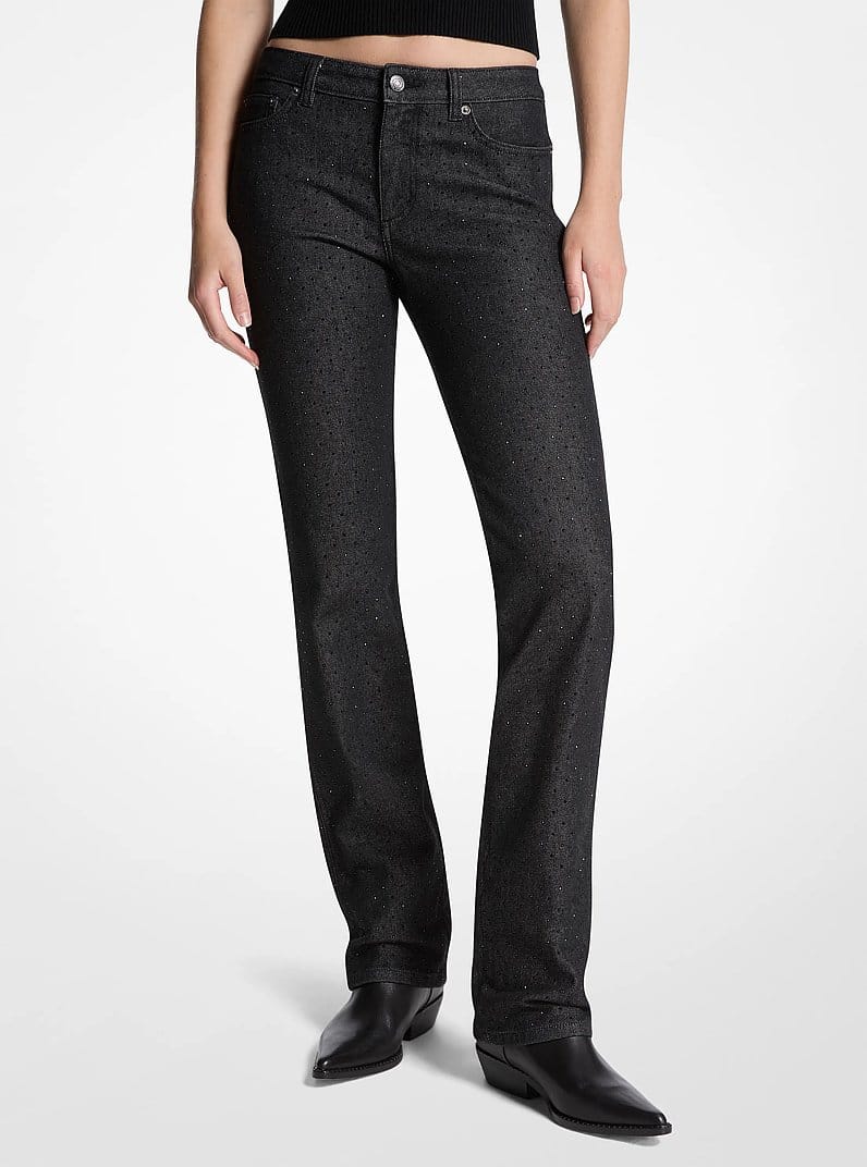 Studded Stretch Denim Cigarette Jeans