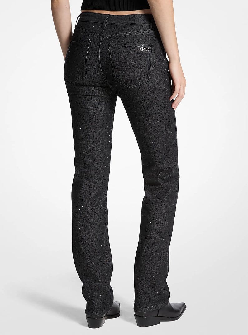 Studded Stretch Denim Cigarette Jeans
