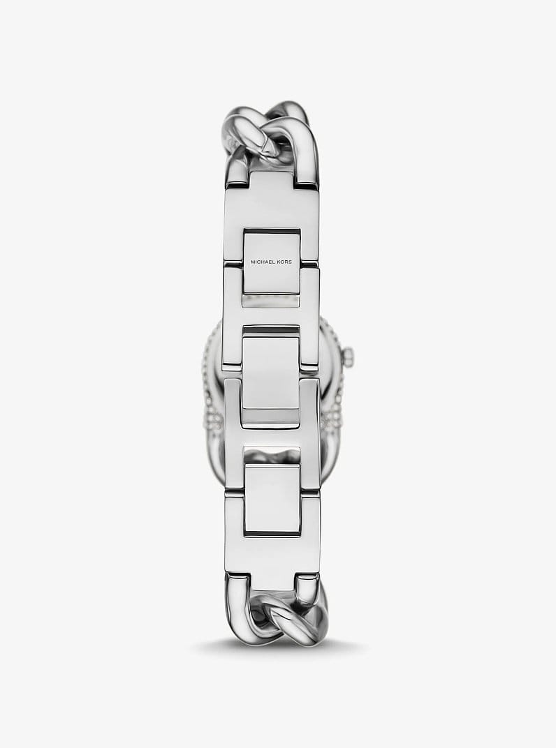 Petite Pavé Silver-Tone Chain-Link Watch