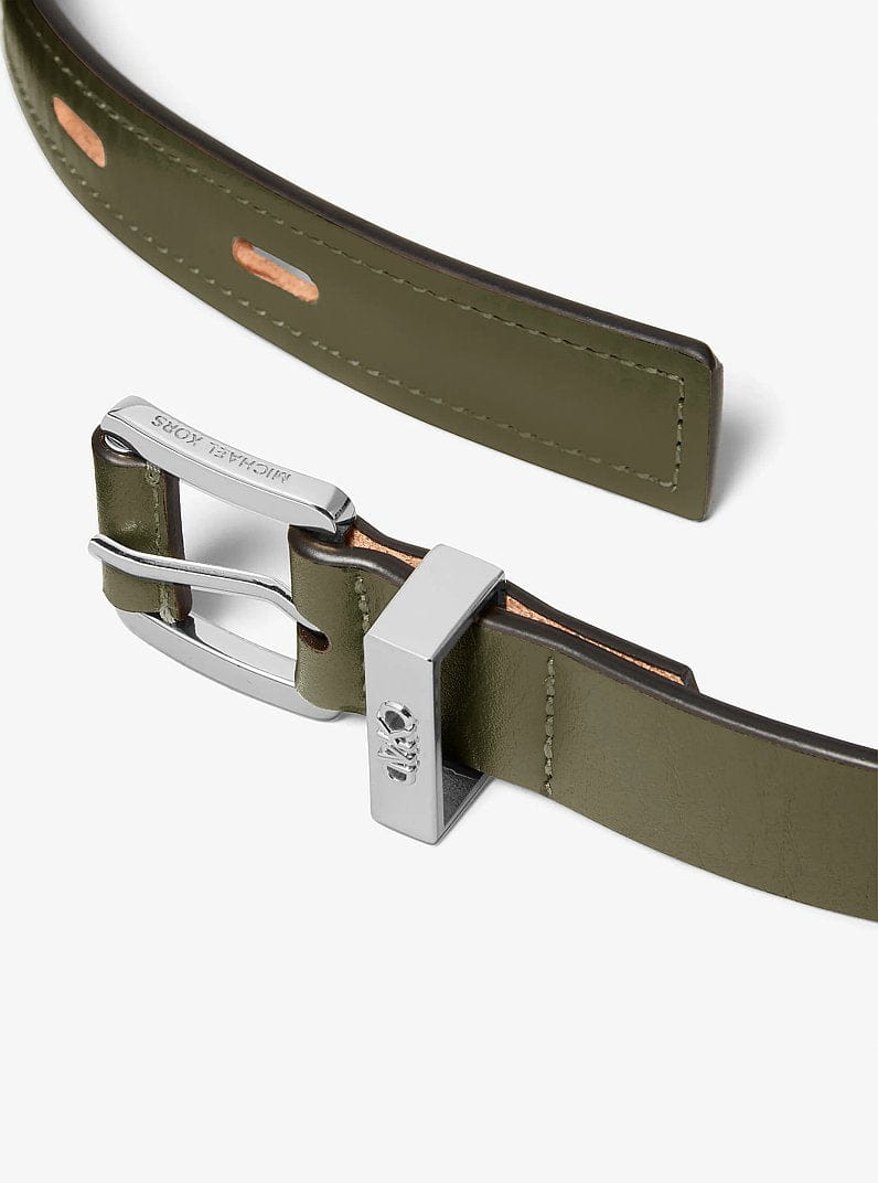 Cutout Leather Blend Belt
