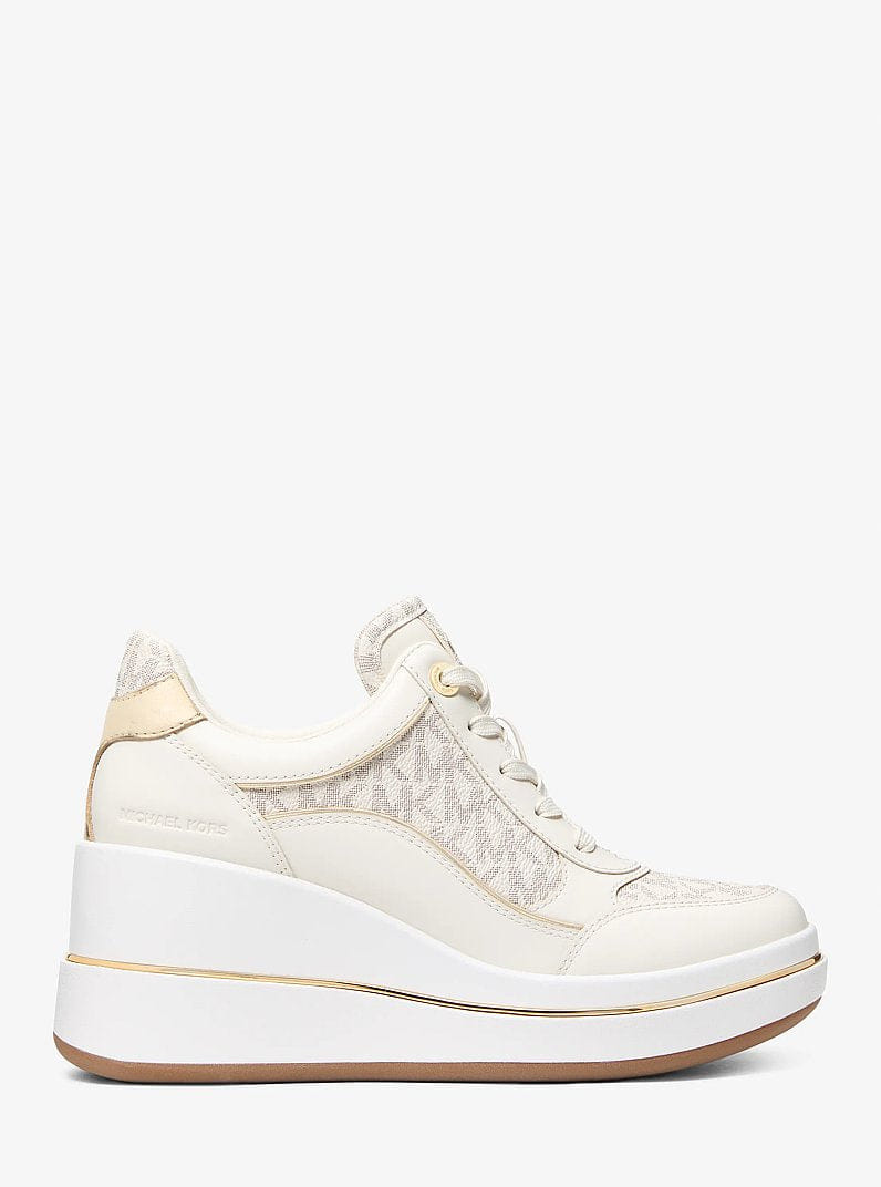 Emmy Signature Logo and Leather Wedge Trainer