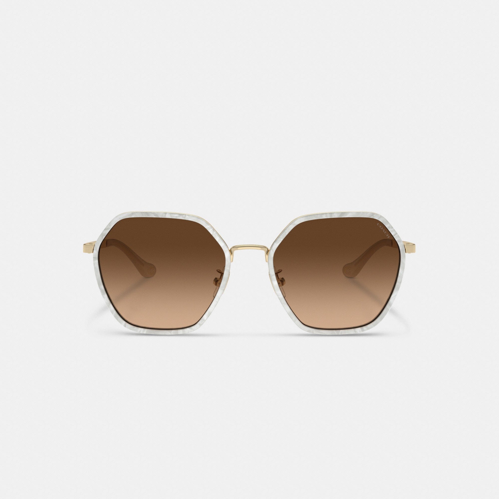Embellished Narrow Metal Hexagon Sunglasses