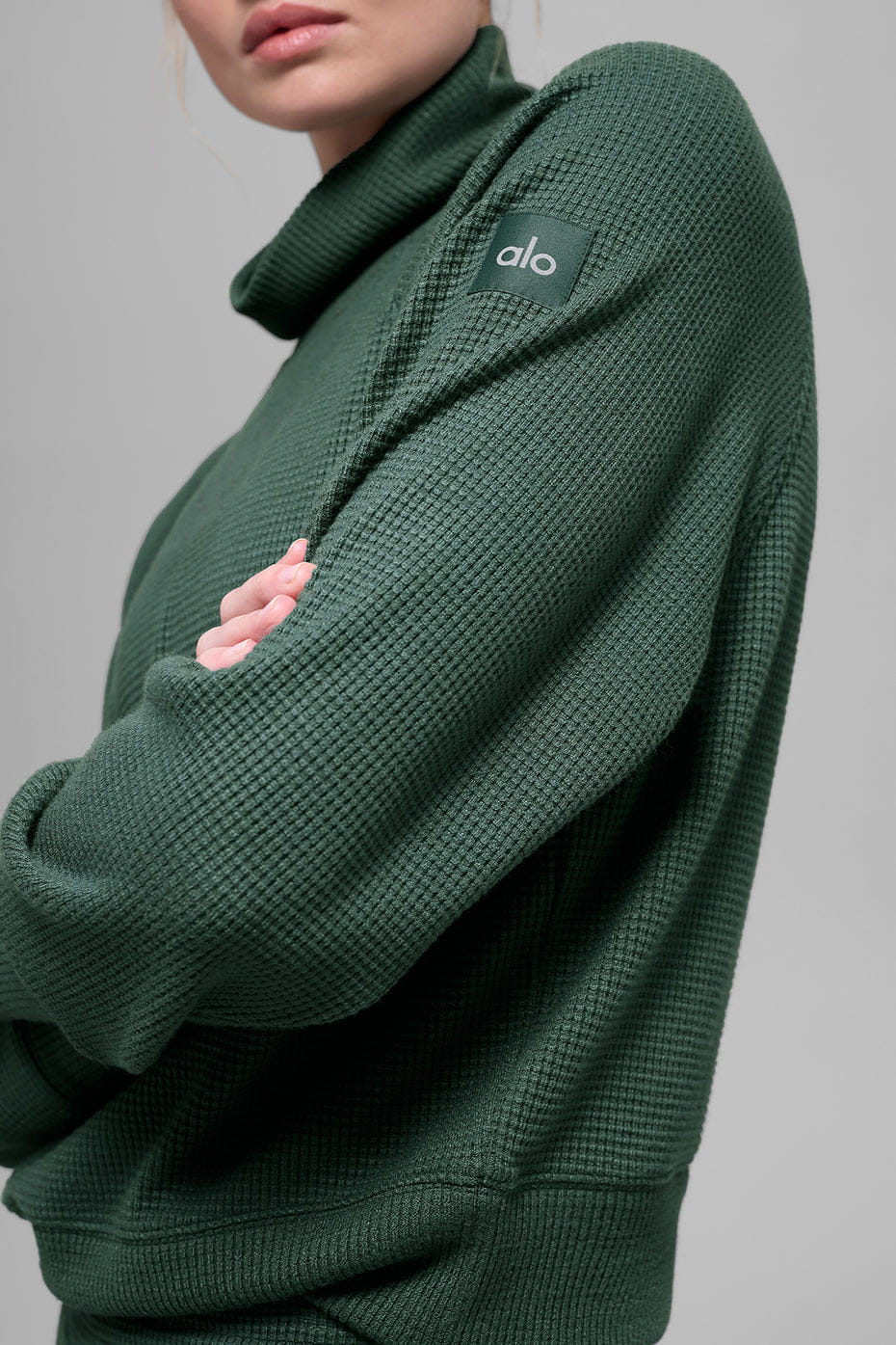 Waffle Weekend Escape Mock Neck Long Sleeve