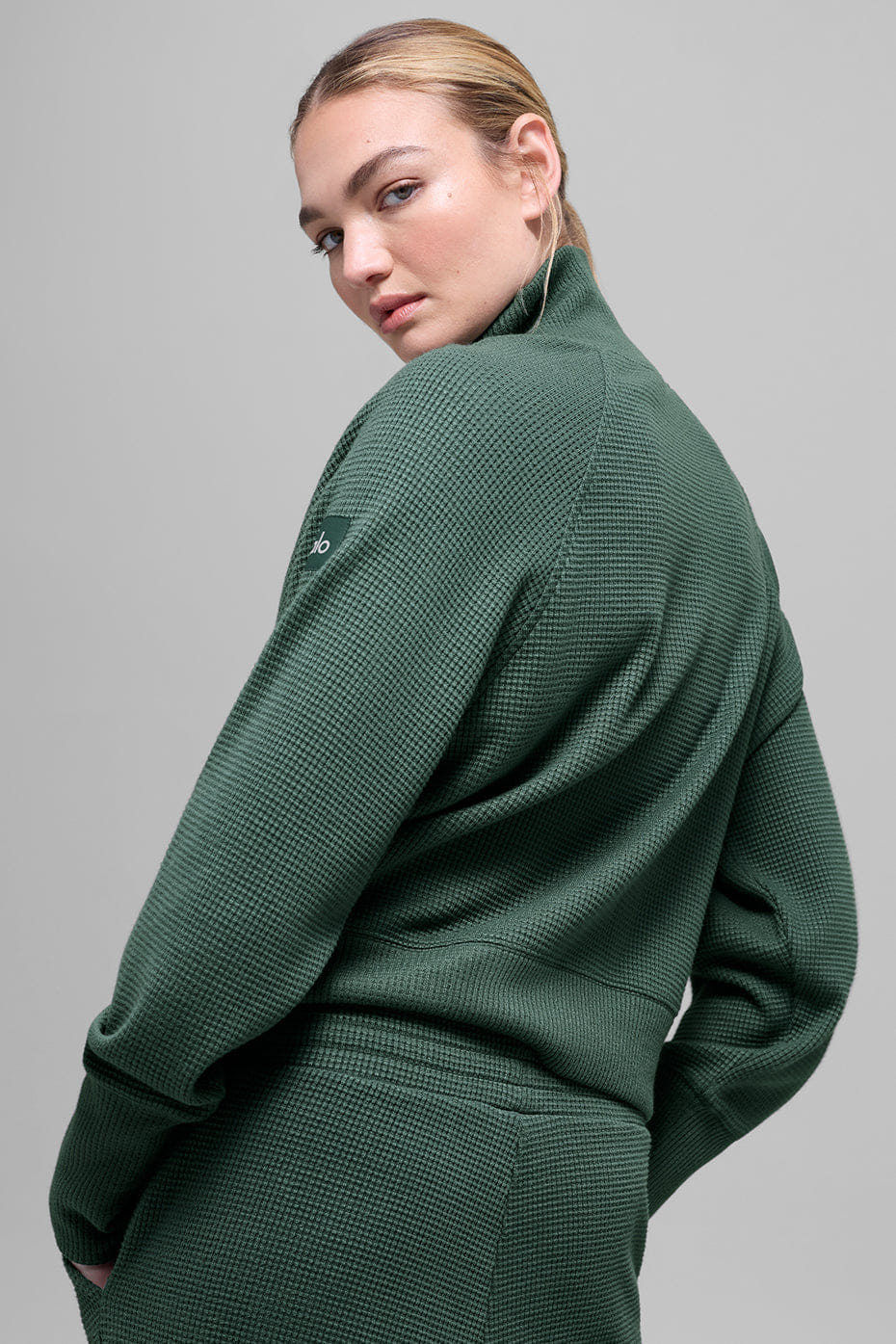 Waffle Weekend Escape Mock Neck Long Sleeve