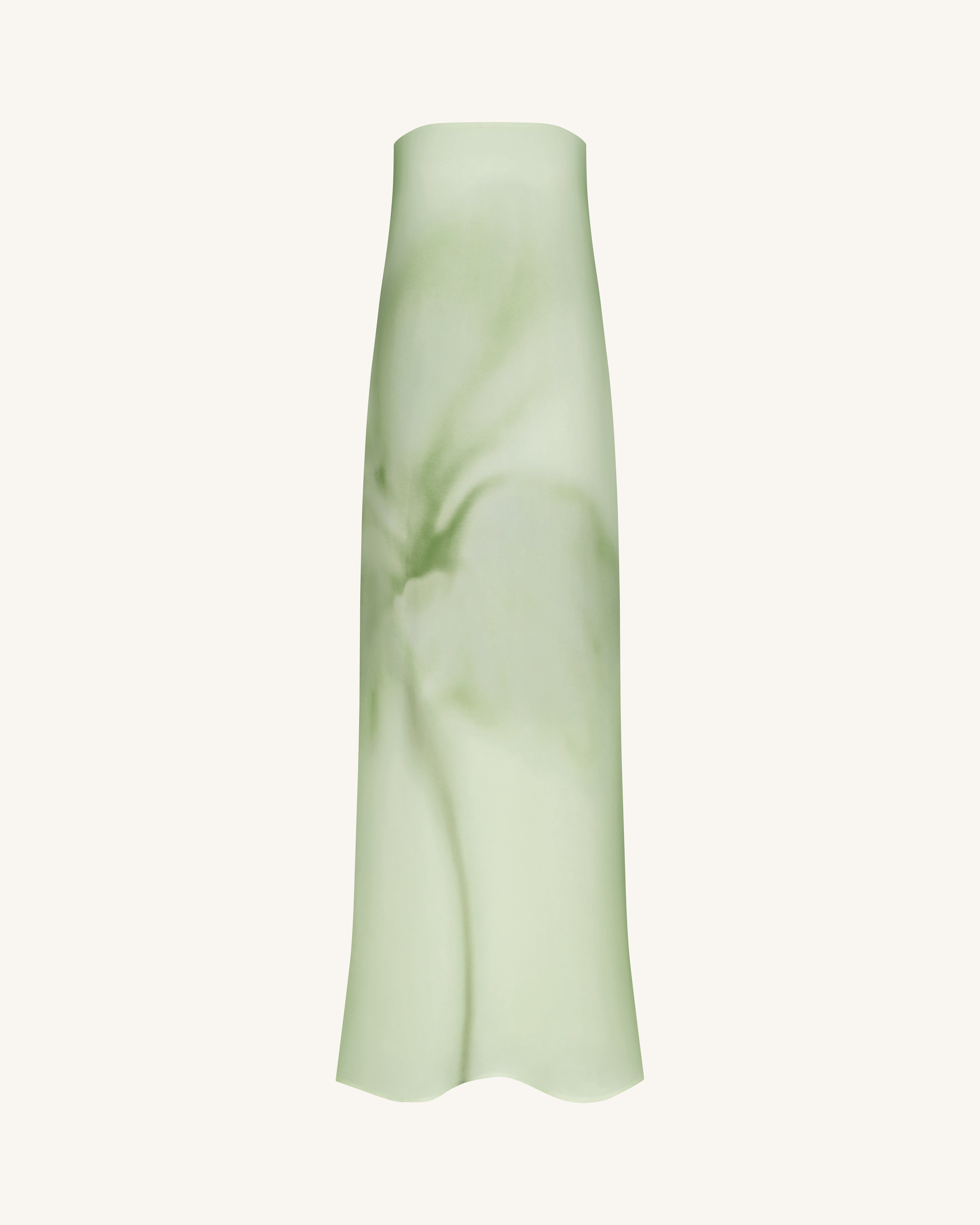 Watercolor Floral Print Strapless Maxi Dress - Green
