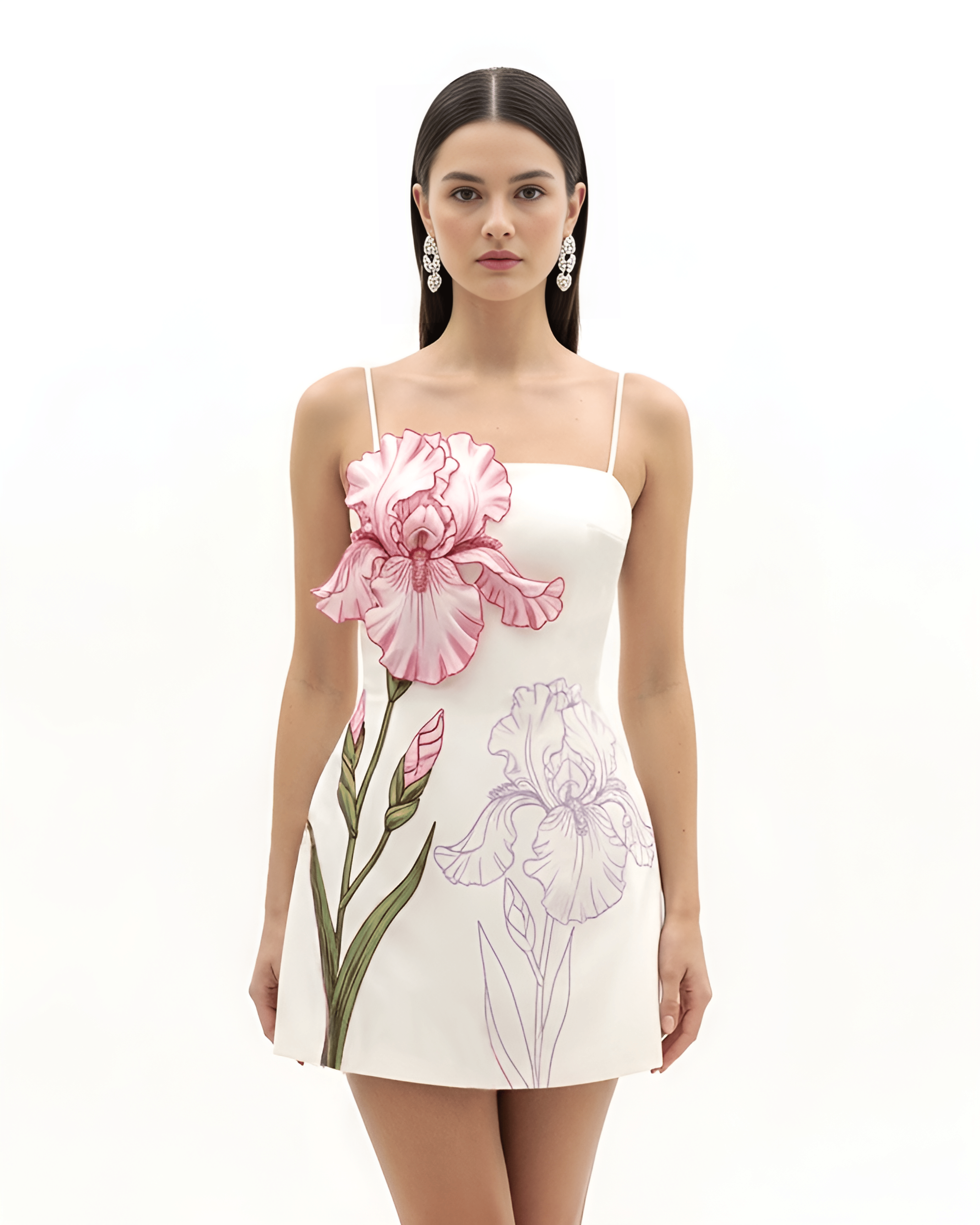 Iris Appliqué Mini Dress - White