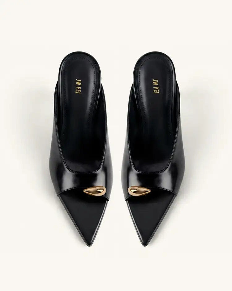 Noemi Pointed-Toe Mule Heels - Black
