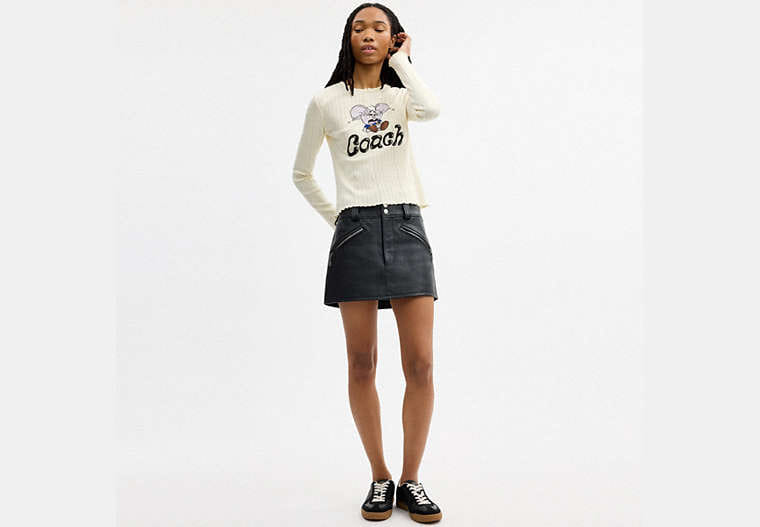 Coach | Brain Dead Kachi Mouse Graphic Long Sleeve Pointelle Top
