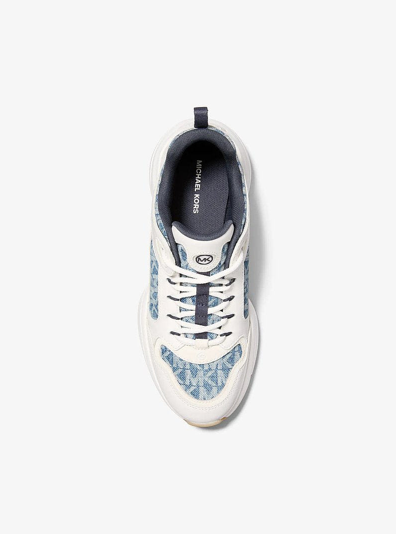 Bowie Signature Logo Print Denim Trainer