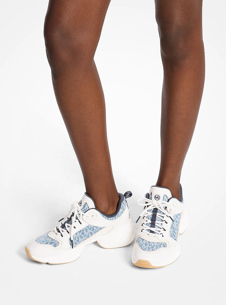Bowie Signature Logo Print Denim Trainer
