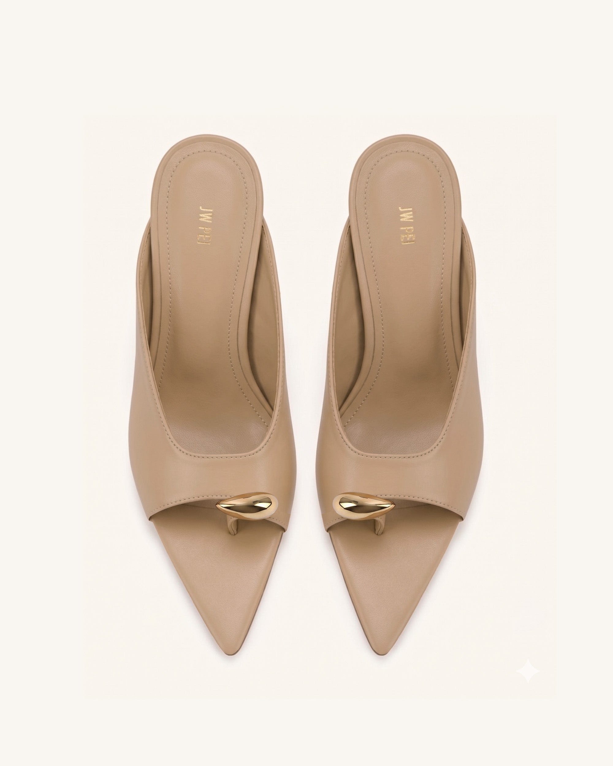 Noemi Pointed-Toe Mule Heels - Khaki