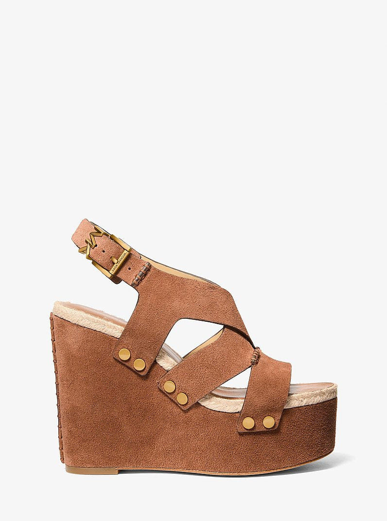 Raven Studded Suede Wedge Sandal