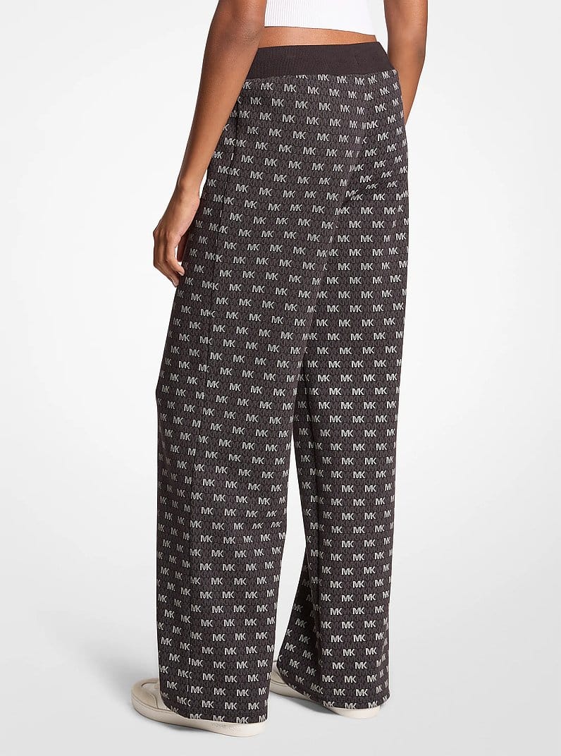 Logo Cotton Blend Knit Wide-Leg Pants