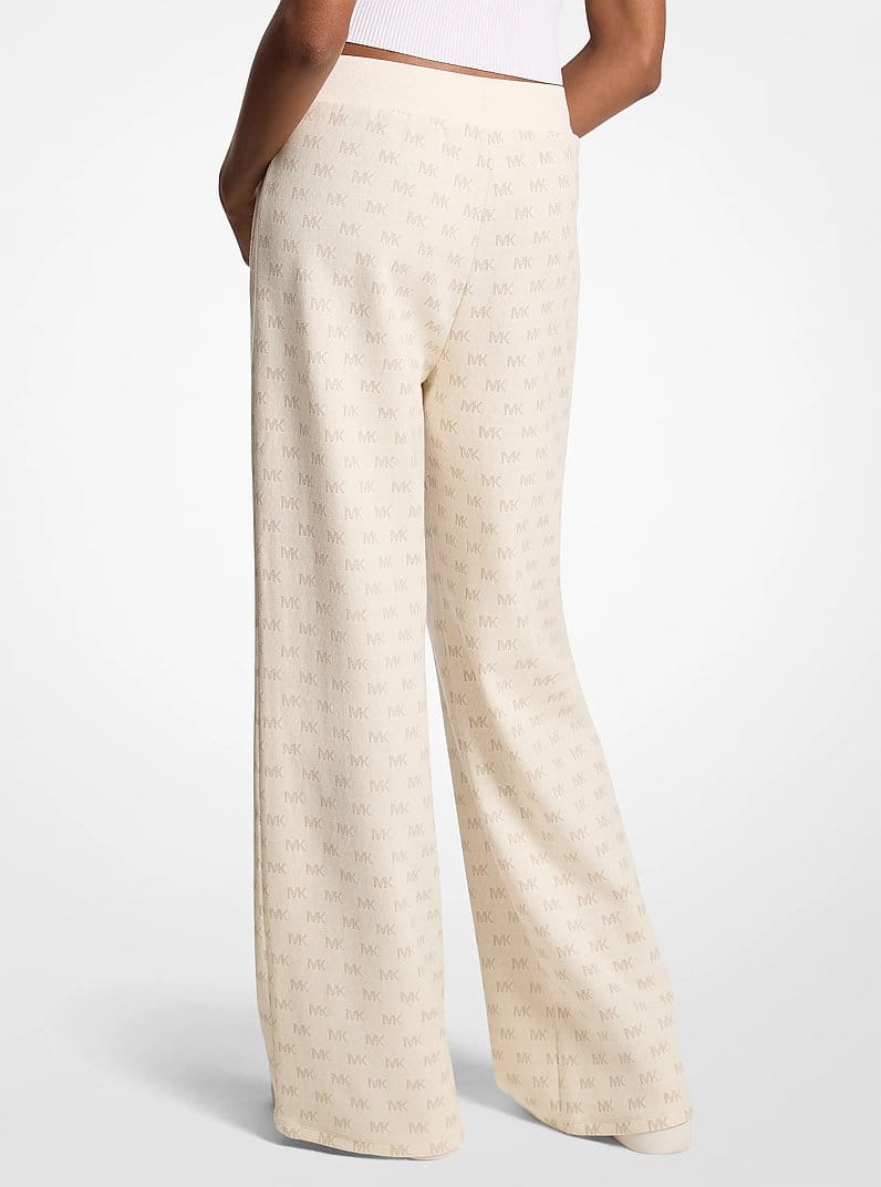 Logo Cotton Blend Knit Wide-Leg Pants