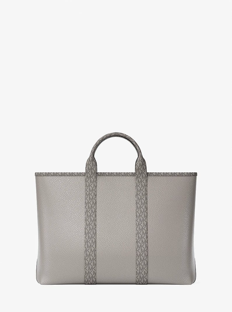 Cooper Medium Pebbled Leather and Signature Logo Tote Bag