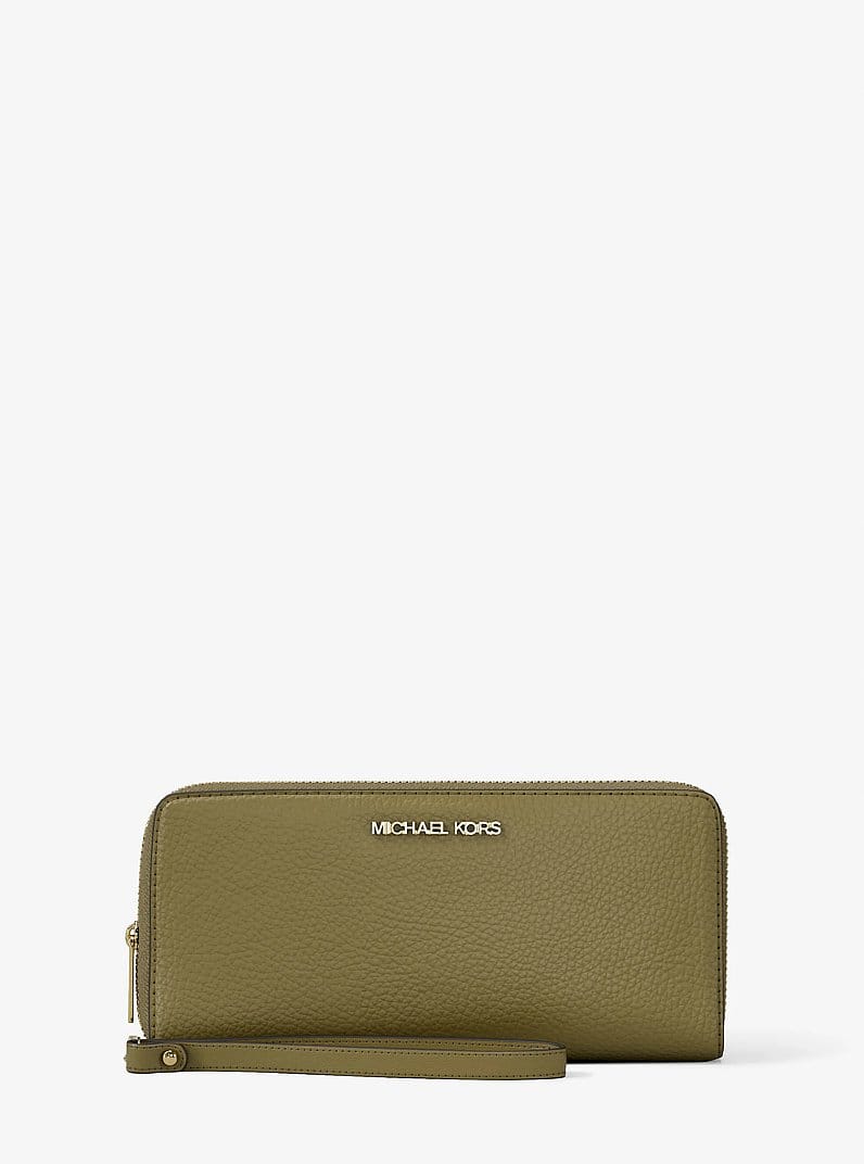 Jet Set Travel Large Pebbled Leather Wristlet