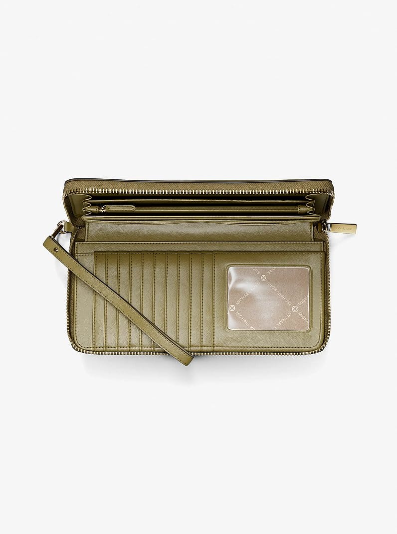 Jet Set Travel Large Pebbled Leather Wristlet