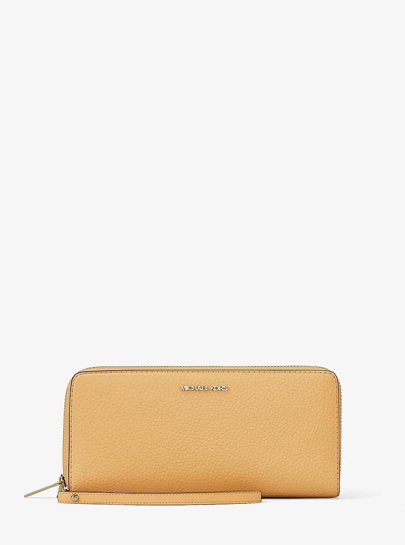 Jet Set Travel Large Pebbled Leather Wristlet