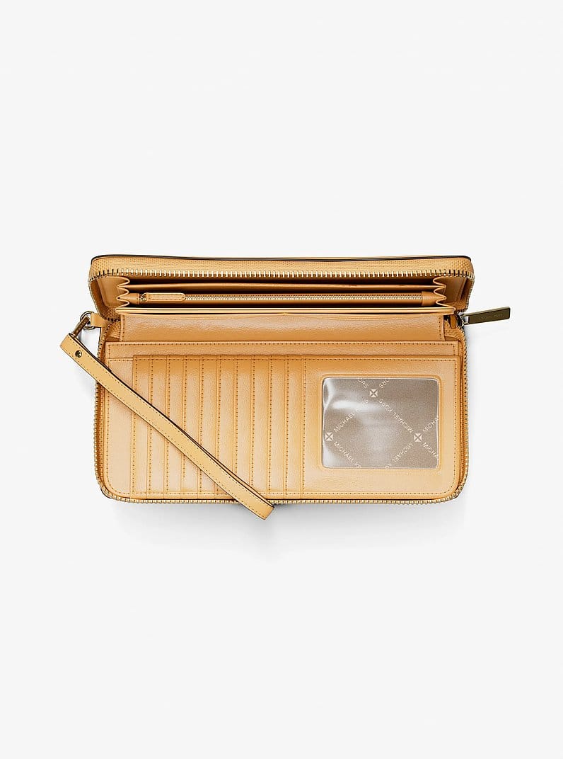 Jet Set Travel Large Pebbled Leather Wristlet