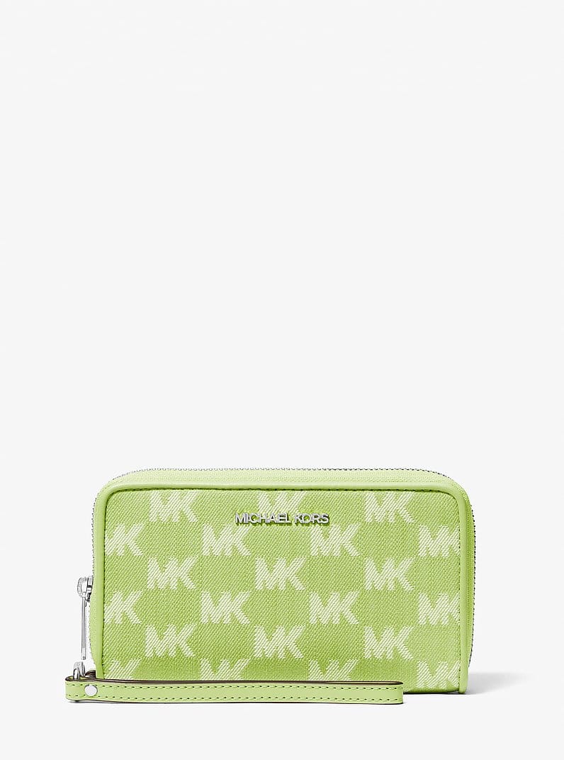 Jet Set Travel Large Logo Jacquard Denim Smartphone Wristlet