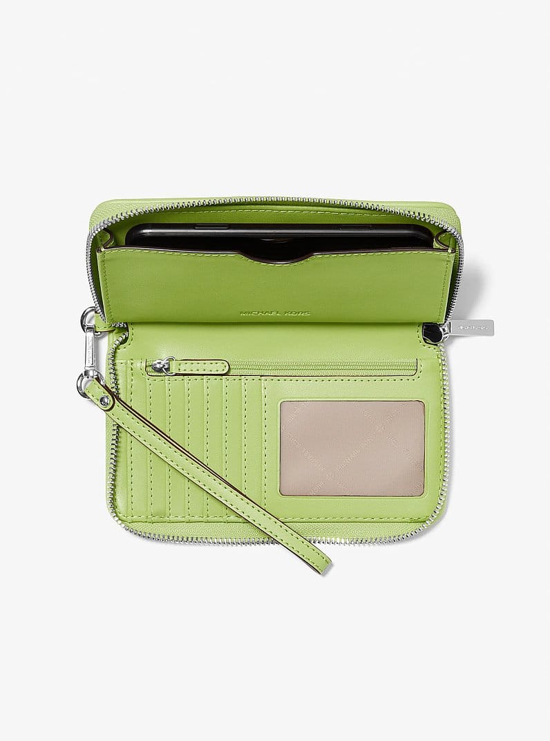Jet Set Travel Large Logo Jacquard Denim Smartphone Wristlet