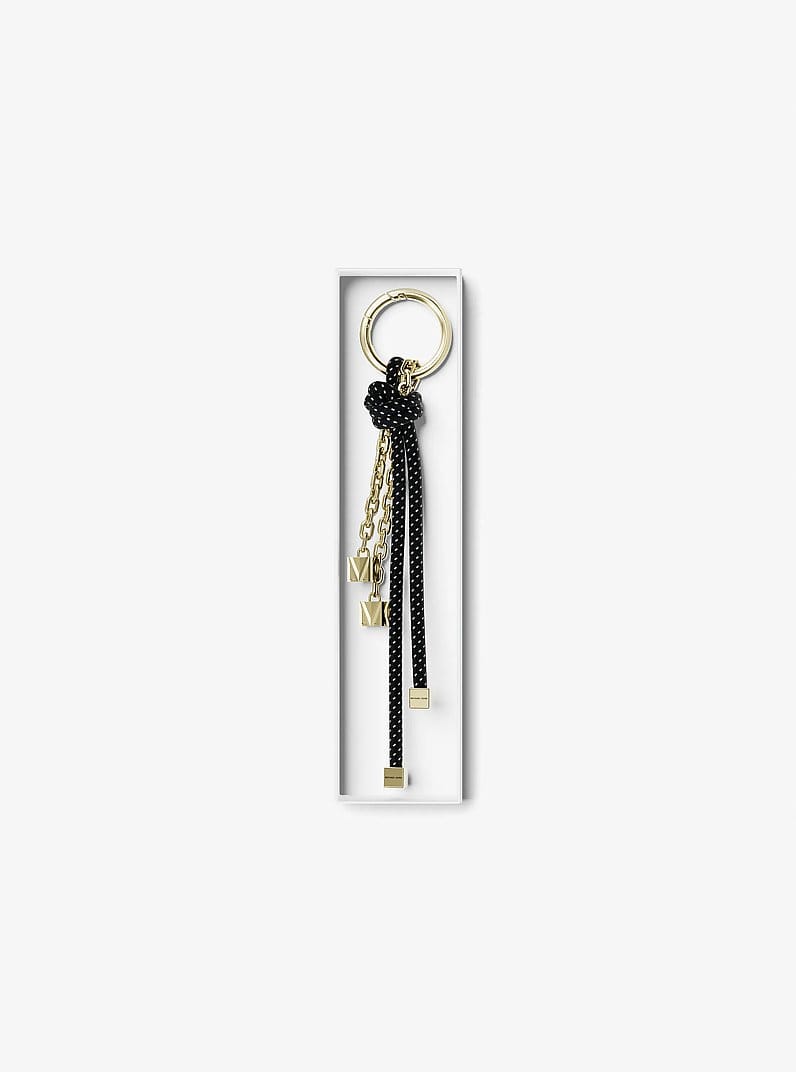 Gold-Tone and Speckled Cord Bag Charm
