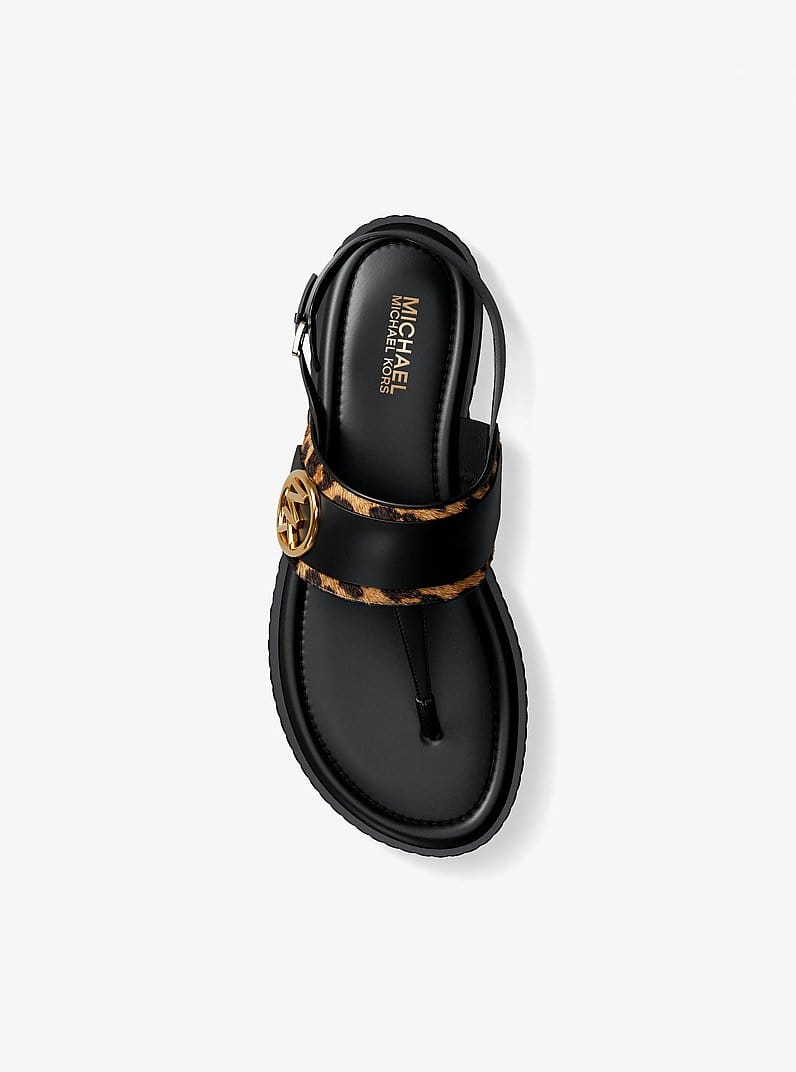 Carmen Cheetah Print Calf Hair Thong Sandal
