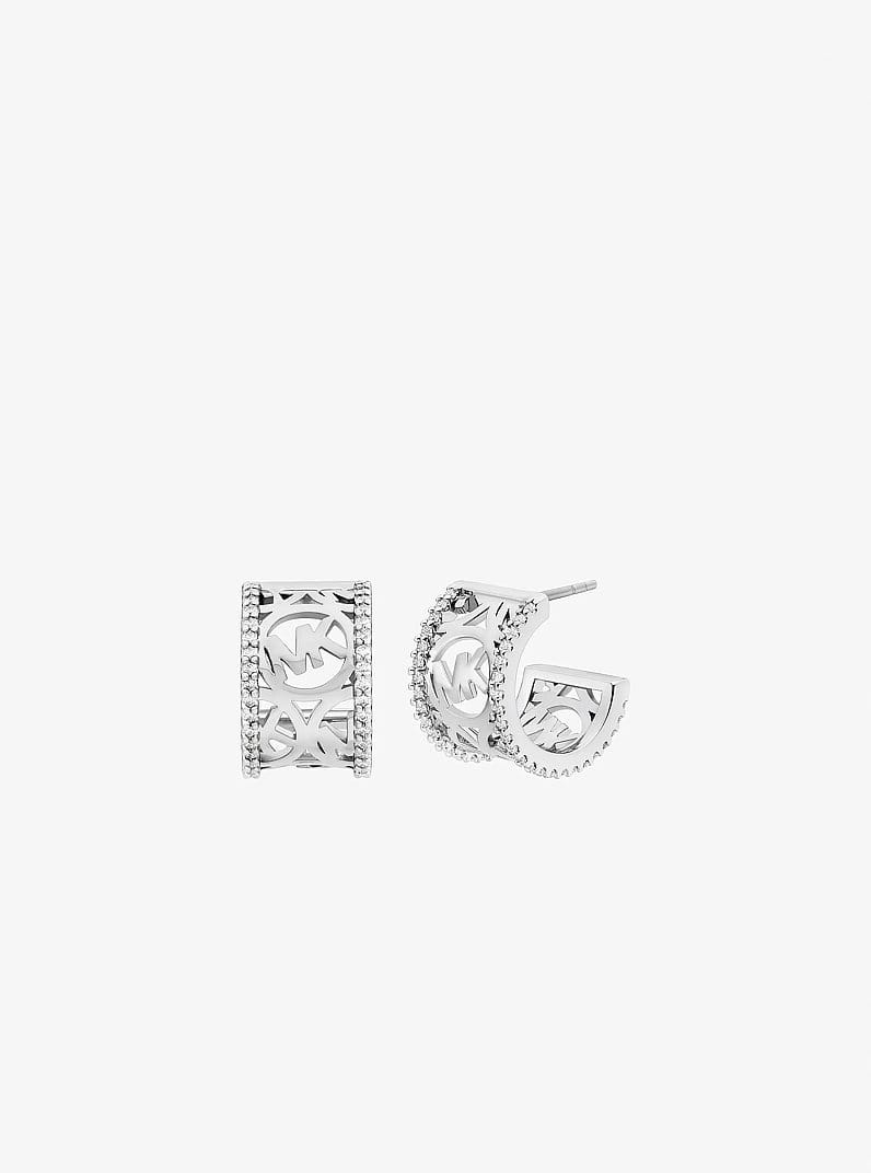 Pavé Logo Huggie Earrings