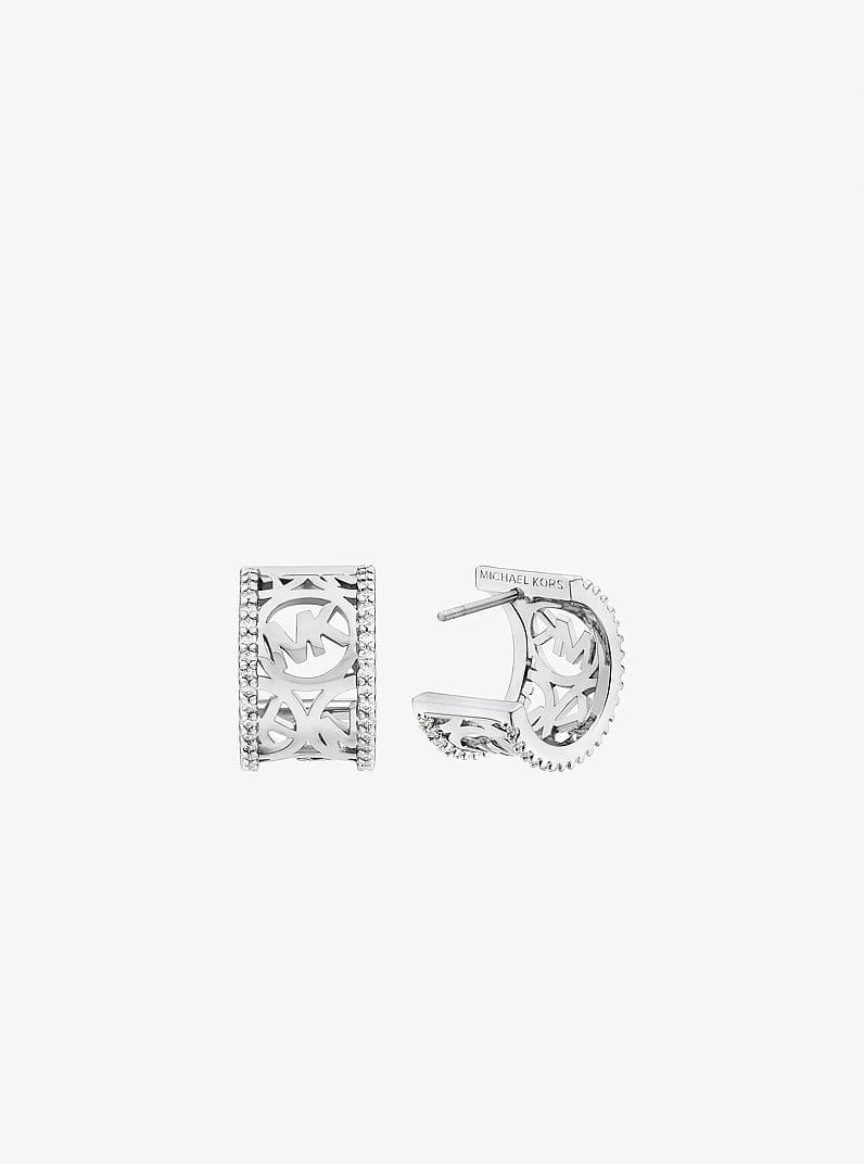 Pavé Logo Huggie Earrings