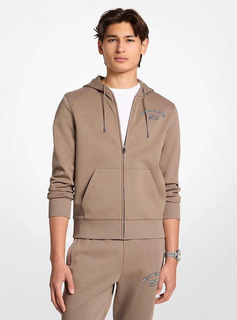 Logo Cotton Blend Zip-Up Hoodie