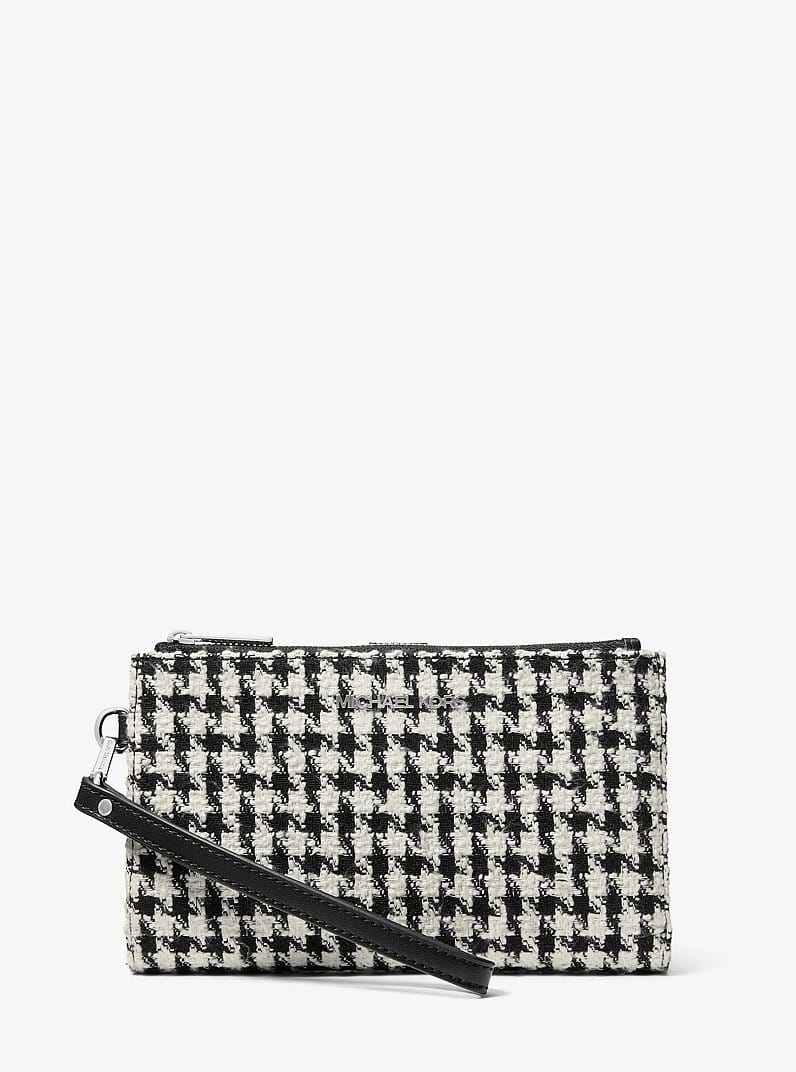 Jet Set Travel Houndstooth Woven Wristlet