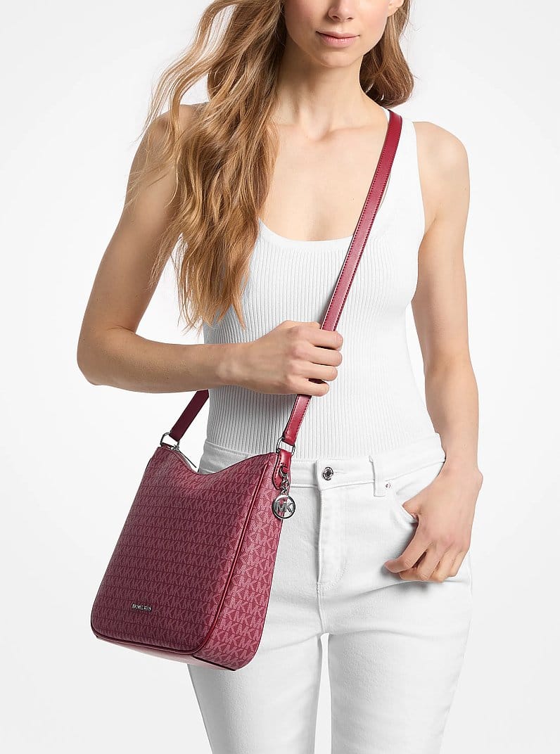 Nayla Medium Signature Logo Messenger Bag