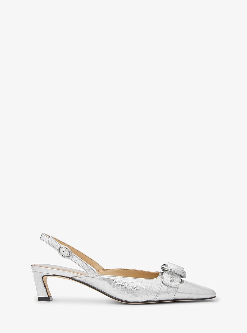 Jaden Metallic Crushed Leather Slingback Pump