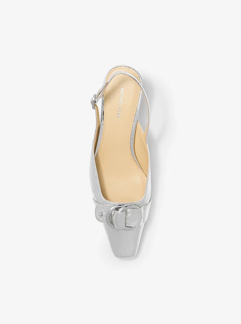 Jaden Metallic Crushed Leather Slingback Pump