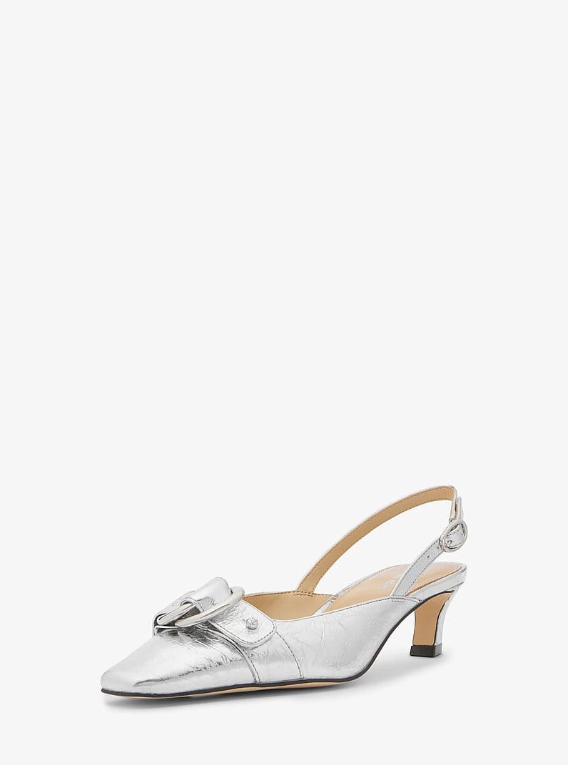 Jaden Metallic Crushed Leather Slingback Pump