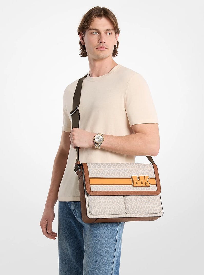 Pacey Embellished Signature Logo Messenger Bag