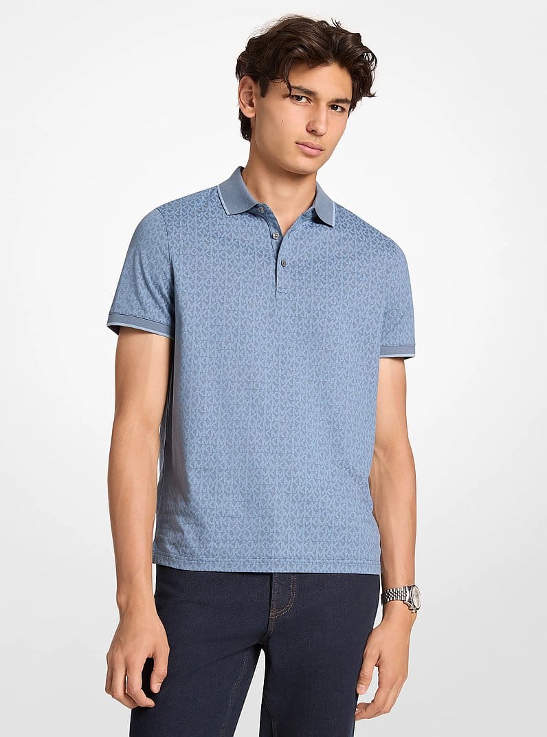 Greenwich Signature Logo Print Cotton Polo Shirt