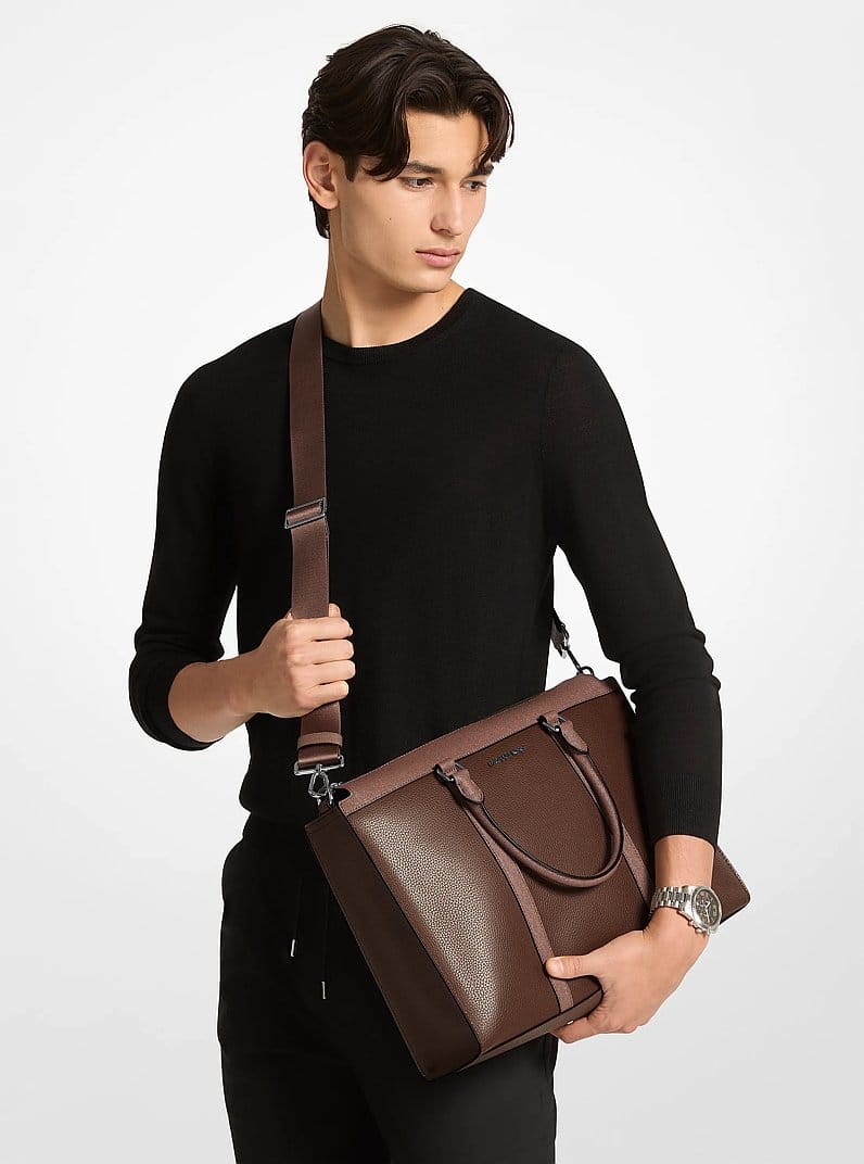 Cooper Pebbled Leather and Signature Logo Briefcase
