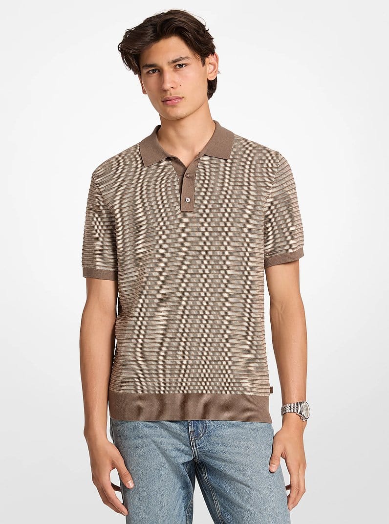 Two-Tone Knit Polo Shirt