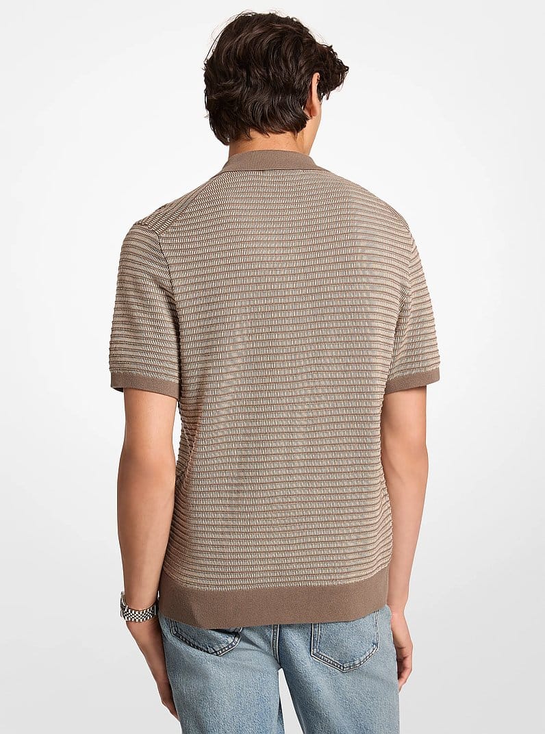 Two-Tone Knit Polo Shirt