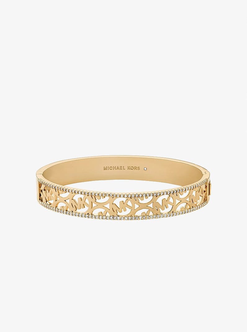 Pavé Perforated Logo Bangle