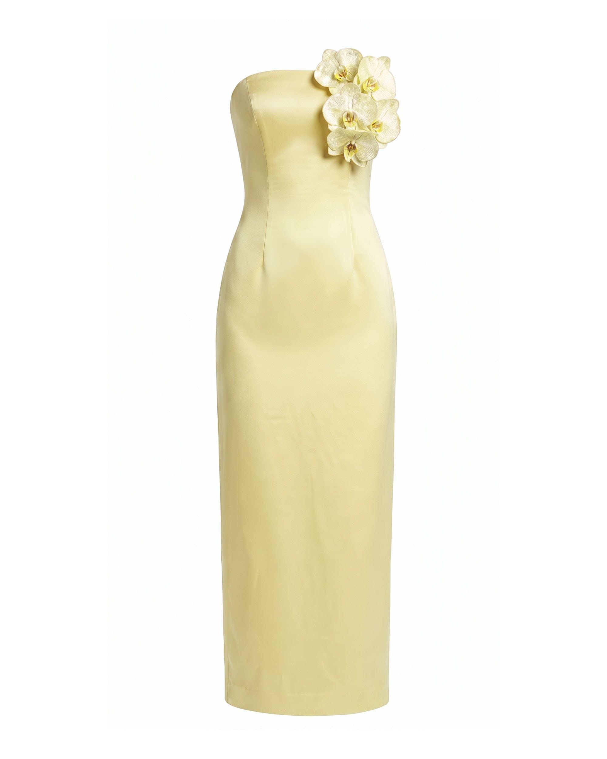 Orchid Embellished Strapless Maxi Dress - Yellow