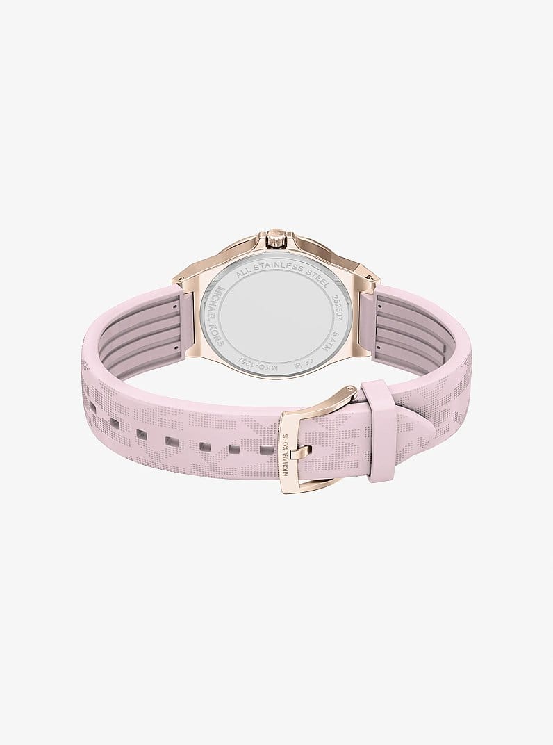 Lennox Pavé Rose Gold-Tone and Logo Silicone Strap Watch