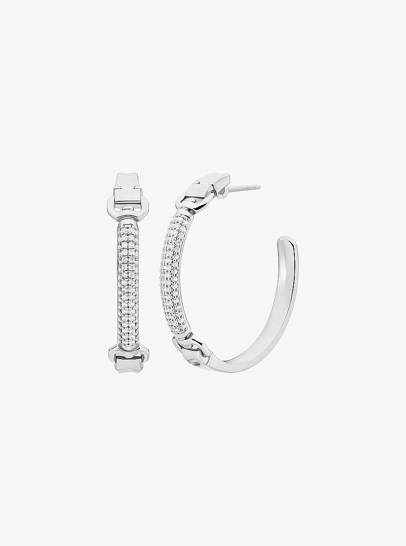 Pavé Horsebit Hoop Earrings