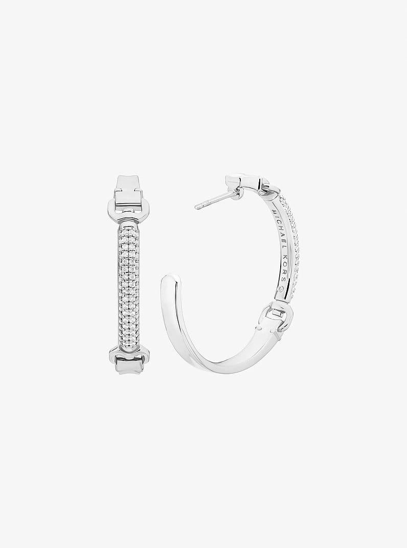 Pavé Horsebit Hoop Earrings