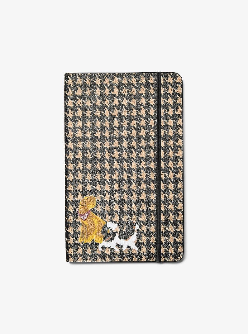 Medium Embellished Houndstooth Print Notebook