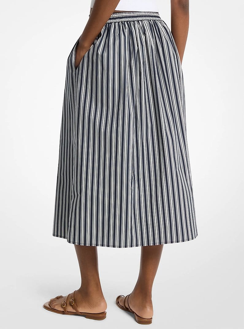 Striped Cotton Poplin Midi Skirt