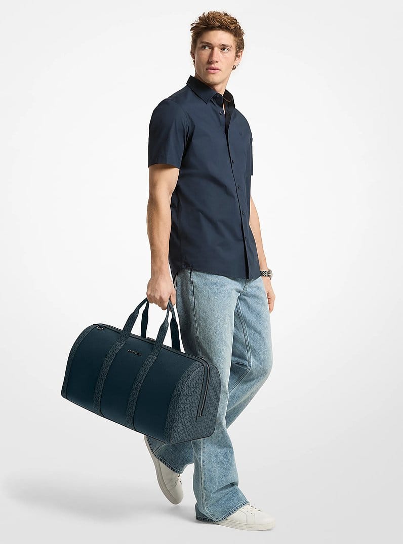 Cooper Pebbled Leather and Signature Logo Duffel Bag
