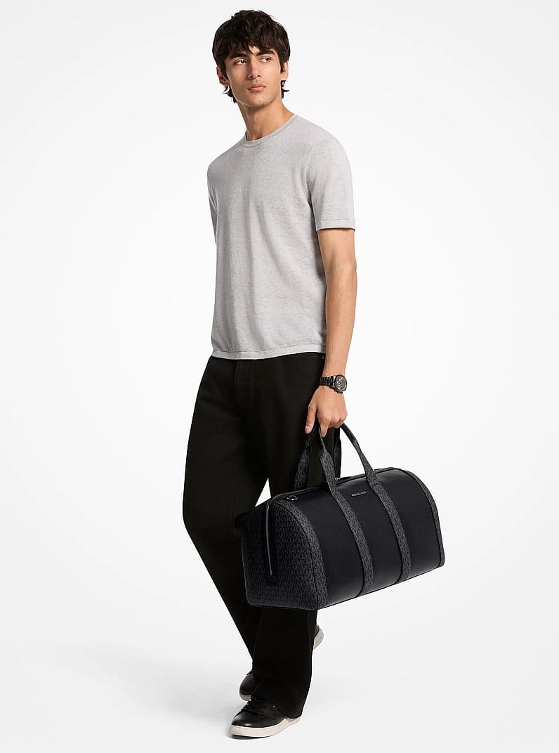 Cooper Pebbled Leather and Signature Logo Duffel Bag